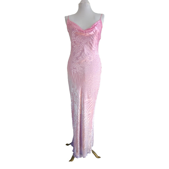 Elegant light pink lavender purple ombre silk maxi gown - Picture 3 of 16